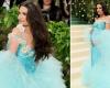 Met Gala 2024: Lea Michele shows off her baby bump in a stunning blue dress (watch the video)